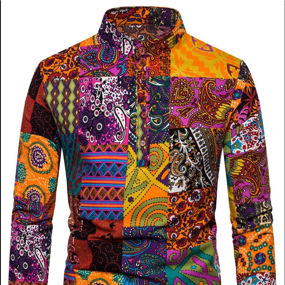 Men’s Totem print button down collared shirt